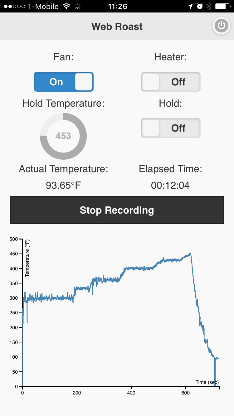 Screen shot of the web app user interface.