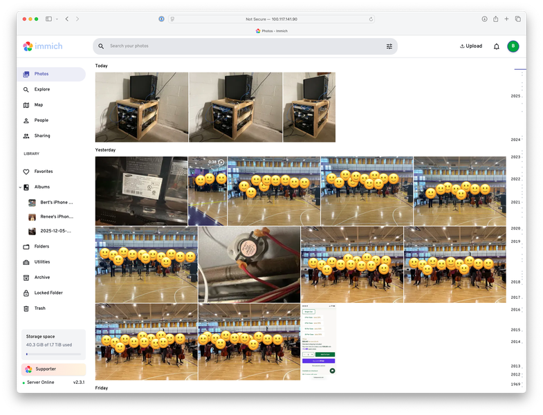 Screenshot of IMMICH