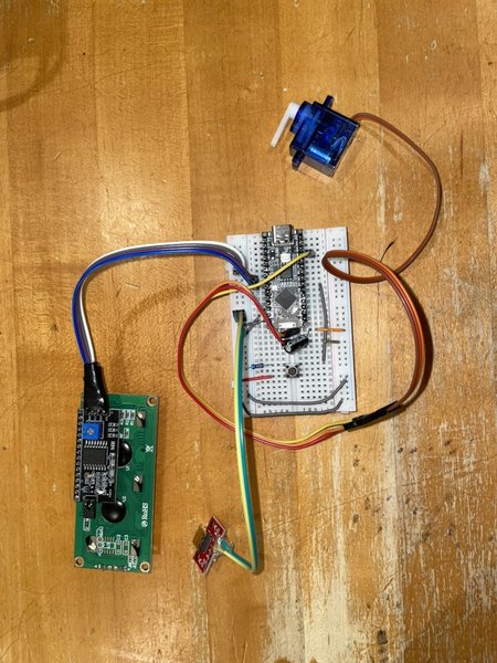 Components wired together via a breadboard