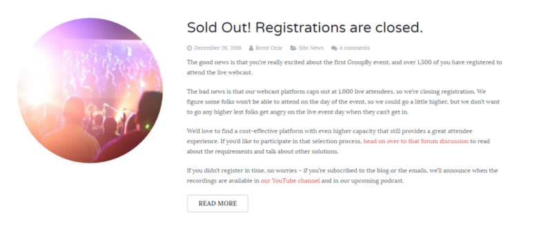 The 1,000 live attendee registration cap was quickly reached