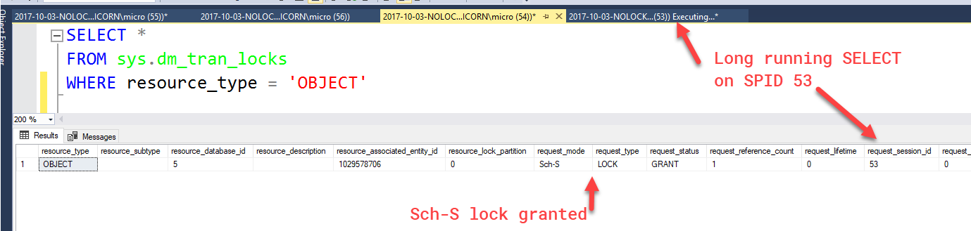Sch-S lock granted